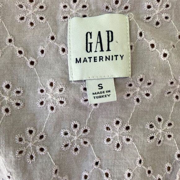 Gap Maternity Eyelet Tiered Dress Small 3/4 Sleeve Light Purple - Picture 4 of 9